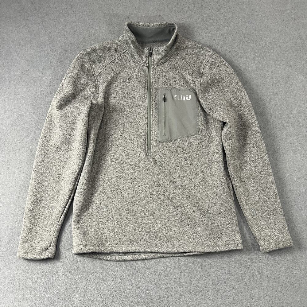 KUIU Sweater Mens XL Gray Base Camp High Loft Sweater Fleece 1/4 Zip Hunting